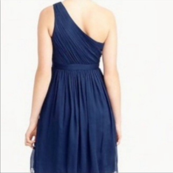 J Crew Chiffon Silk Kylie Dress Dark Cove - Picture 2 of 3